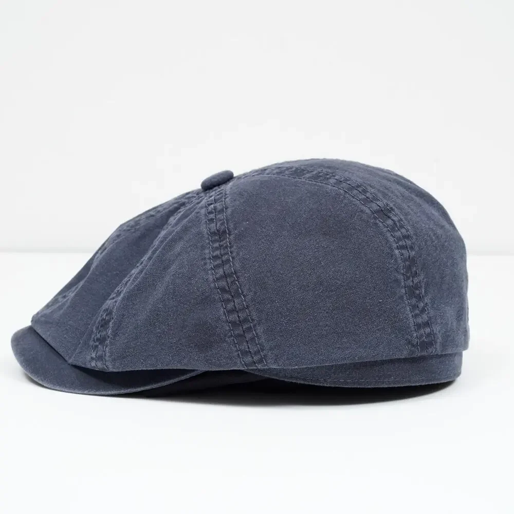 Stetson Delave Hatteras Cap Navy Organic Cotton Newsboy Ivy Hat Size S